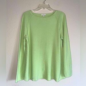 Lafayette 148 Light Green Scoop Neck 100% Cashmere Long Sleeve Sweater Sz L